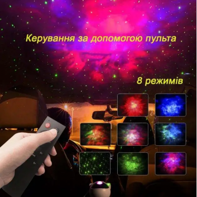 Ночник проектор звездного неба Астронавт (маленький 12,5 см) с пультом + 8 режимов свечения