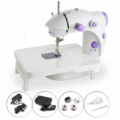 Портативная швейная машинка Mini Sewing SM202A с столом 4 в 1 адаптером 220В и педалью