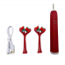 Ультразвуковая зубная щетка электрическая с двойной головкой на 3 режима Красная