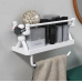 Креативная настенная полка с вешалкой для полотенец органайзер для ванной комнаты с самоклеящейся фиксацией Белая