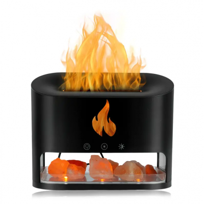Лампа увлажнитель воздуха Docsal Flame 3в1 с ультразвуковым увлажнением и соляными камнями Чёрный