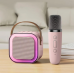 Портативная колонка с караоке микрофоном и RGB подсветкой Winso K12 10W Bluetooth, USB, microSD, AUX, Type-C Розовая