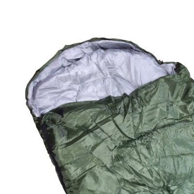 Спальный мешок зимний до -15° широкий 200*70см с капюшоном спальник одеяло с чехлом для переноски Тёмно-зелёный
