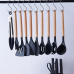 Силиконовый кухонный набор принадлежностей с деревянной ручкой Kitchenware Set 19 предметов Черный