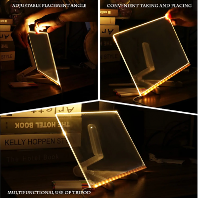 Светодиодный Ночник Led доска планер для рисования 7 цветов маркеров usb светильник 30*20см 3D