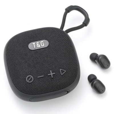 Портативная Bluetooth колонка с наушниками TG813, с функцией speakerphone, радио Черная