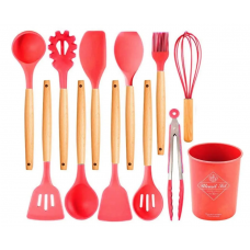 Набор кухонных принадлежностей 12 предметов силиконовый Kitchen Set Красный