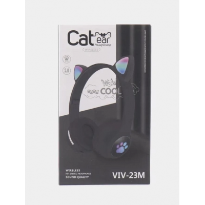Беспроводные наушники с кошачьими ушками и RGB подсветкой Cat VIV-23M Черные