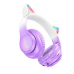 Наушники Hoco W42 Cat Ear Bluetooth с кошачьими ушками и LED подсветкой Фиолетовые с белым