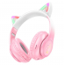 Наушники Hoco W42 Cat Ear Bluetooth с кошачьими ушками и LED подсветкой Розовые с белым