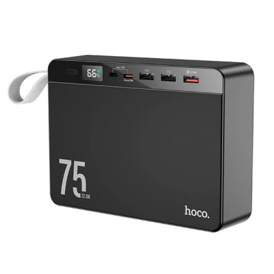 Внешний аккумулятор Power bank HOCO J94 Overlord 22.5W 75000mAh PD22,5W+QC3.0 батарея быстрая зарядка Чёрный