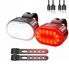 Велофонарь аккумуляторный передний и задний ZH-078-2LED фонарь + STOP-14SMD велокомплект