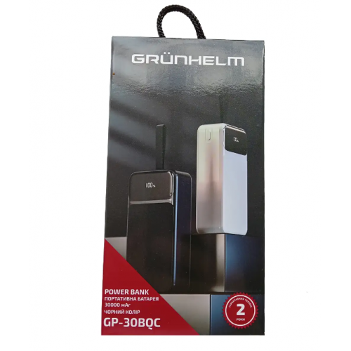 Внешний аккумулятор Power bank GRUNHELM GP-30BQC 22.5W 30000mAh PD22,2W