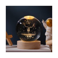 Декоративный 3D ночник хрустальный шар Crystal Ball лось (52493)