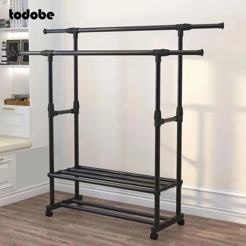 Вешалка для одежды двойная телескопическая Double Garment Rack с регулировкой высоты