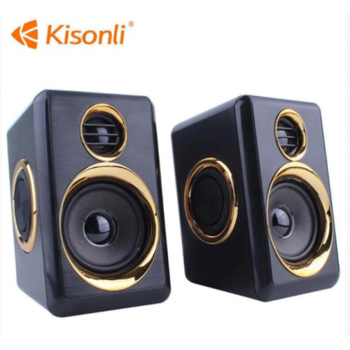 Компьютерные колонки Kisonli T-005 2.0 6W Черный с золотым