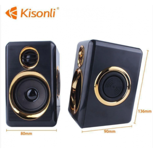 Компьютерные колонки Kisonli T-005 2.0 6W Черный с золотым