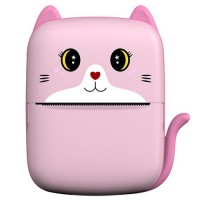 Портативний термопринтер Mini Printer Дитячий міні принтер Cat A8 з рулоном термопаперу в комплекті Рожевий