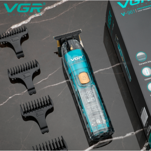 Машинка для стрижки волос триммер для бороды VGR V-961 LED дисплей + 4 насадки