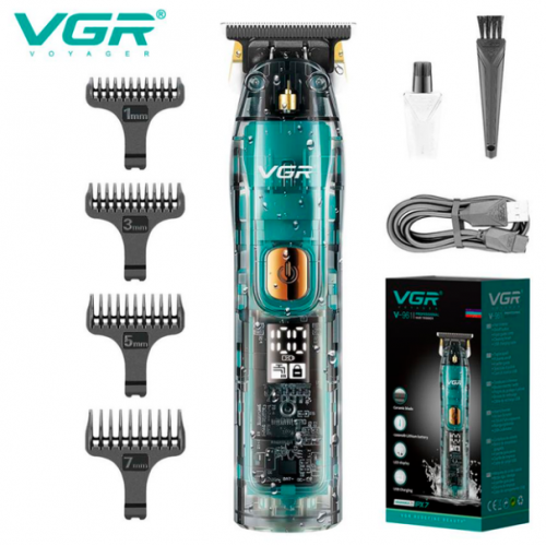 Машинка для стрижки волос триммер для бороды VGR V-961 LED дисплей + 4 насадки Машинка для стрижки волос триммер для бороды VGR V-961 LED дисплей + 4 насадки