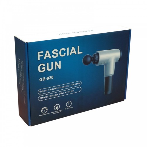 Массажер Аккумуляторный для тела мышечный портативный ручной 4 насадки Fascial Gun GB-820 Серый