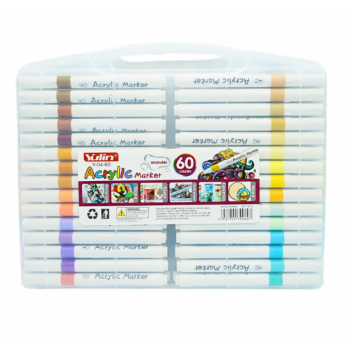 Набор акриловых маркеров 60 штук на водной основе в кейсе Acrylic Marker Y 04 Набор акриловых маркеров 60 штук на водной основе в кейсе Acrylic Marker Y 04