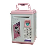 Детская электронная копилка сейф с кодовым замком и отпечатком пальца Money Box Розовый