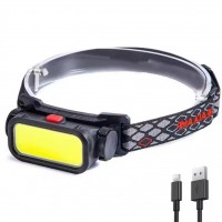 Налобний ліхтар із червоним та білим світлом BL-008 USB 4 режими