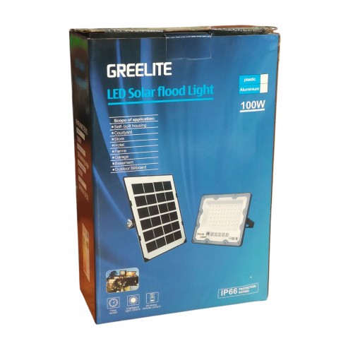 Фонарь уличный Greelite JX 007 100W Solar Flood Led с солнечной панелью и пультом 