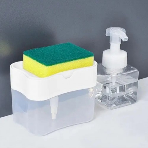 Диспенсер для моющего средства с подставкой для губки Soap Pump & Sponge Caddy Белый
