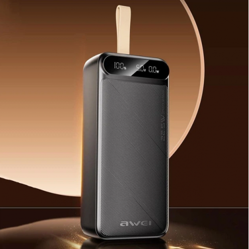 Внешний аккумулятор Power bank Awei PA12 30000mAh PD22,5W+быстрая зарядка батарея зарядка Черный