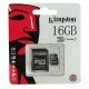 Карта памяти Kingston MicroSD 16GB Class 10 + SD адаптер