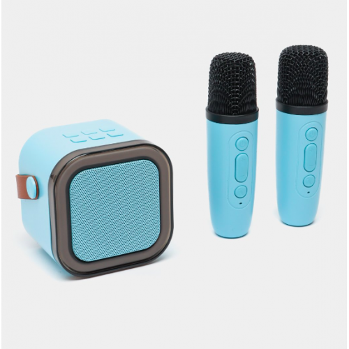 Портативная колонка с 2-мя караоке микрофонами и RGB подсветкой Winso K12 10W Bluetooth, USB, microSD, AUX, Type-C Голубой