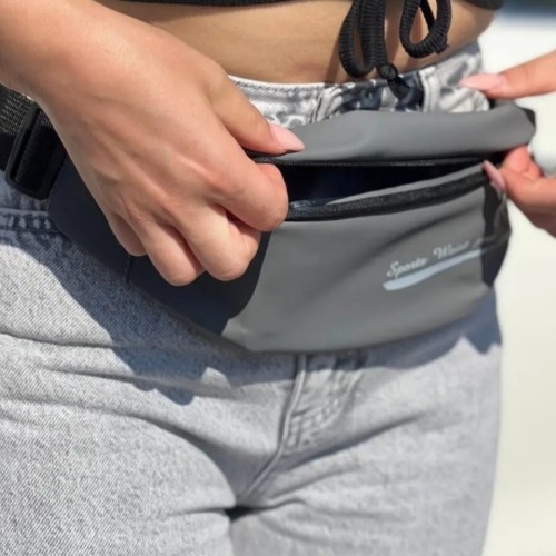 Спортивная сумка для бега Sport bag Бананка для пробежек Беговая поясная сумка Серая