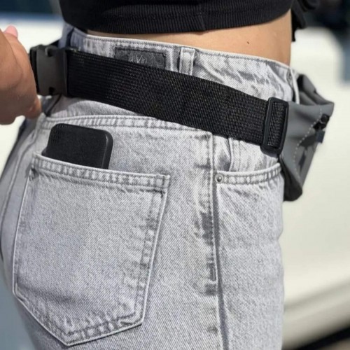 Спортивная сумка для бега Sport bag Бананка для пробежек Беговая поясная сумка Серая