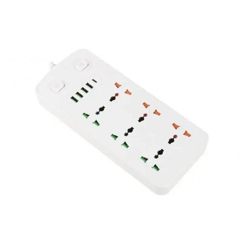 Сетевой удлинитель фильтр CP05 на 6 розеток, 4 USB, 1Type-C, 2 метра Белый