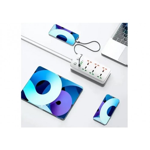 Сетевой удлинитель фильтр CP05 на 6 розеток, 4 USB, 1Type-C, 2 метра Белый