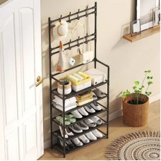 Напольная стойка-вешалка для одежды и обуви Simple Floor Clothes Rack 172х60х26 см Черная