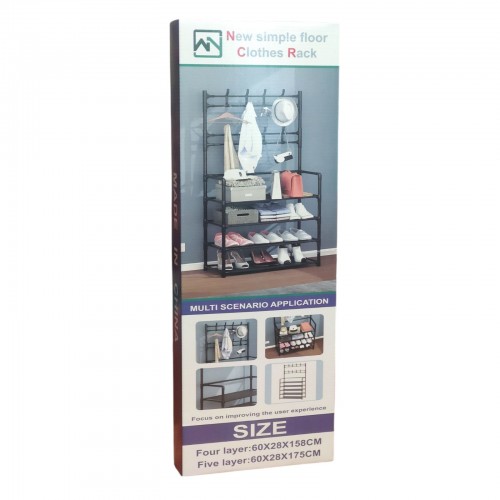 Напольная стойка-вешалка для одежды и обуви Simple Floor Clothes Rack 172х60х26 см Черная