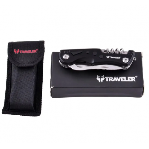 Туристический нож 6в1 Traveler 11см MS-001 с чехлом Чёрный