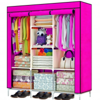 Складной тканевый шкаф, шкаф для одежды Storage Wardrobe 88130 на 3 секции Розовый