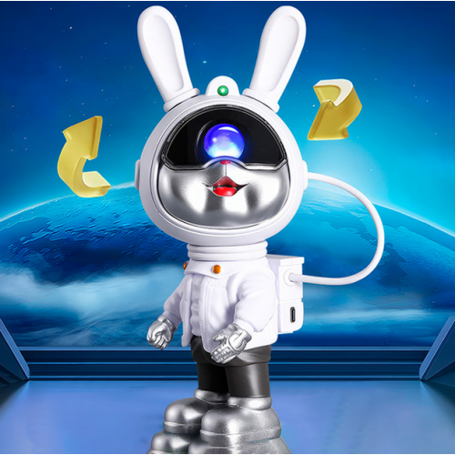 Светильник ночник Астронавт в форме кролика-космонавта Rabbit Star 23 см с эффектом звездного неба и пультом