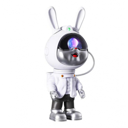 Светильник ночник Астронавт в форме кролика-космонавта Rabbit Star 23 см с эффектом звездного неба и пультом