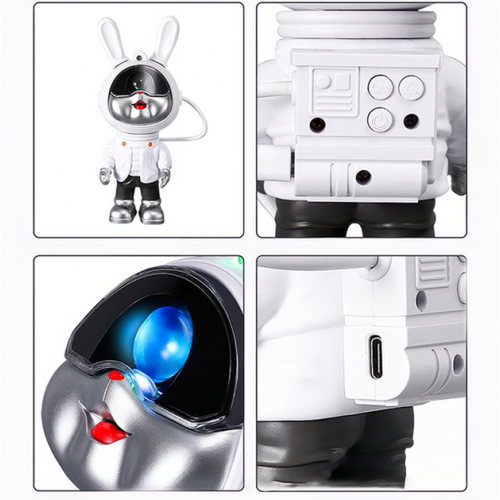 Светильник ночник Астронавт в форме кролика-космонавта Rabbit Star 23 см с эффектом звездного неба и пультом
