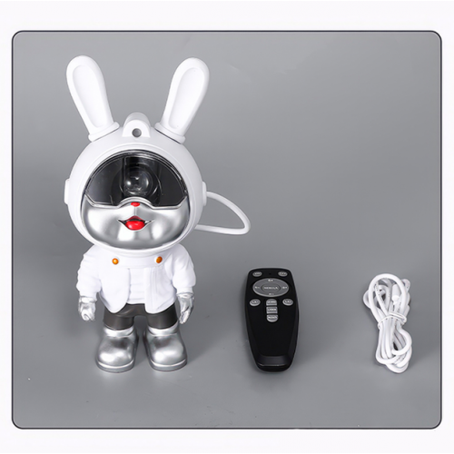 Светильник ночник Астронавт в форме кролика-космонавта Rabbit Star 23 см с эффектом звездного неба и пультом
