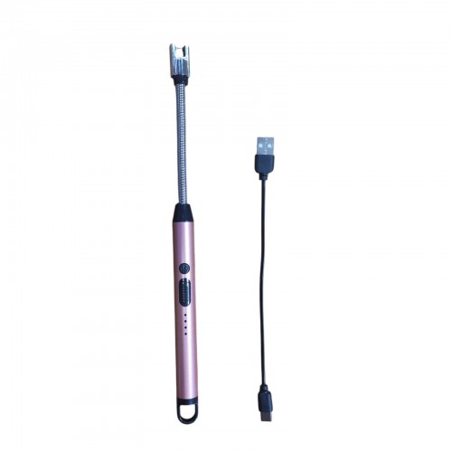 Электроимпульсная аккумуляторная зажигалка с гибким стержнем BBQ Lighter Светло розовая