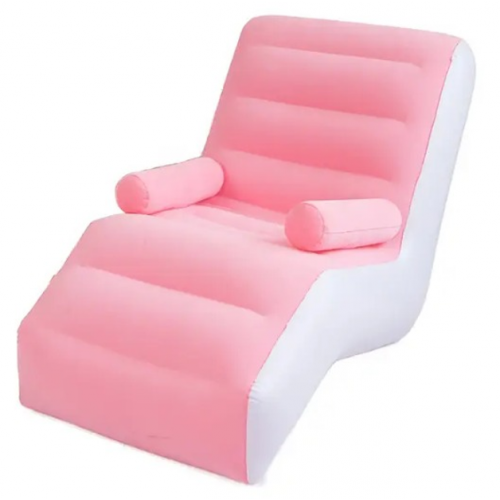 Надувной диван-кресло с подлокотником Inflatable Sofa 80x140x85 см со встроенным насосом Розовый