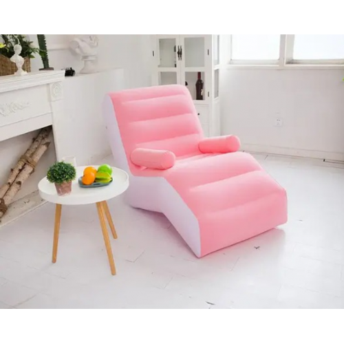 Надувной диван-кресло с подлокотником Inflatable Sofa 80x140x85 см со встроенным насосом Розовый