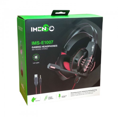Игровые проводные наушники IMENSO IMS-E1007 RGB USB+3.5 Синие
