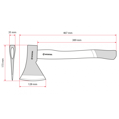 Топор 1000 г, ручка пекан, 48-57 HRC INTERTOOL HT-0258